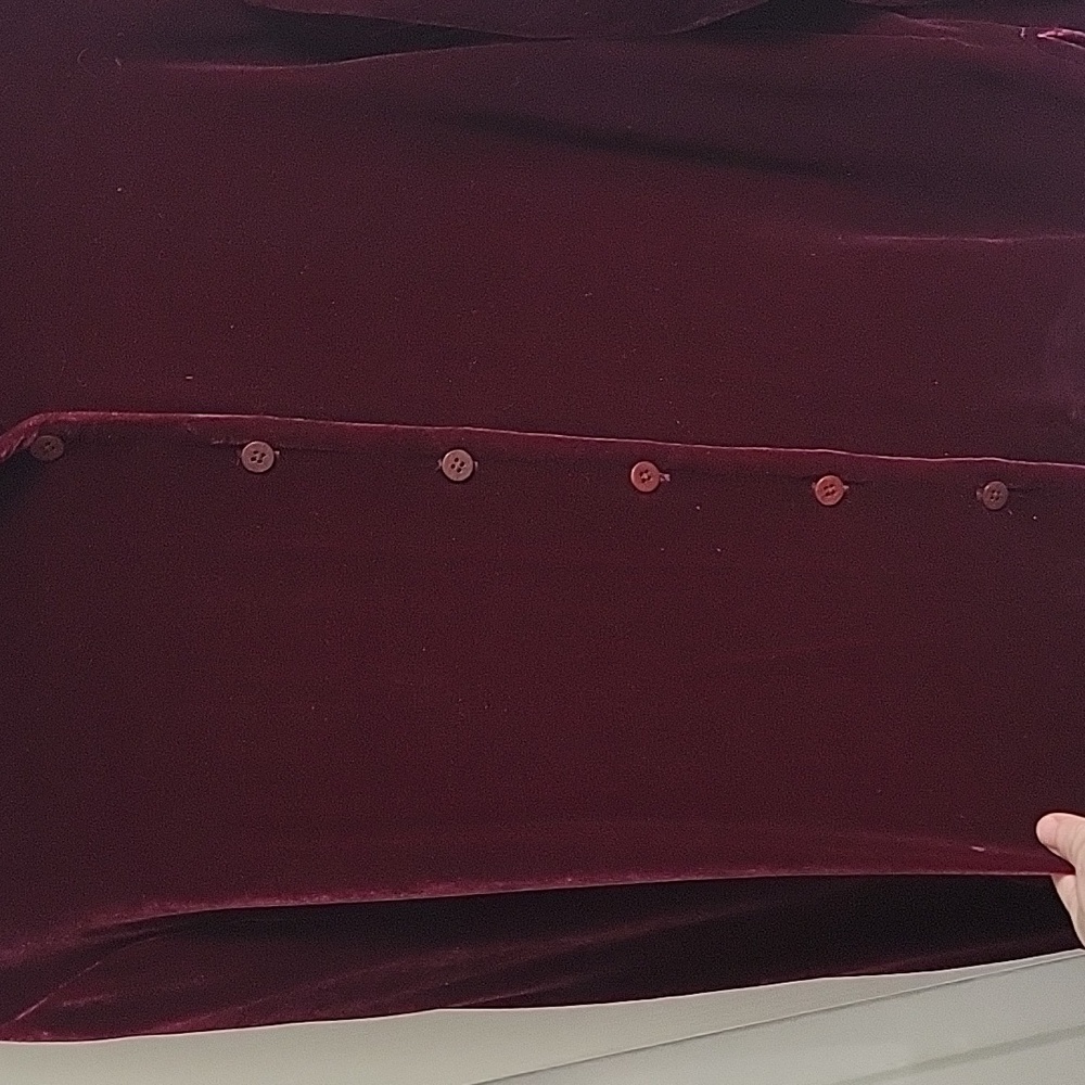 Eileen Fisher Deep Wine Burgundy Red Velvet Silk Blouse, Size S - Picture 6 of 8